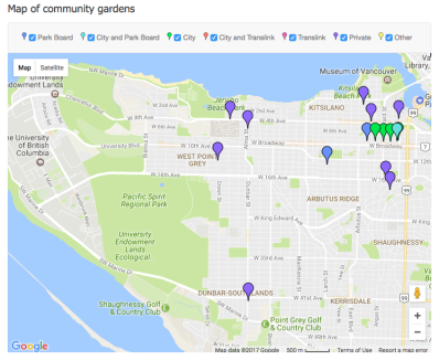 Vancouver community gardens map