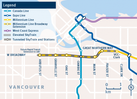 Broadway SkyTrain map